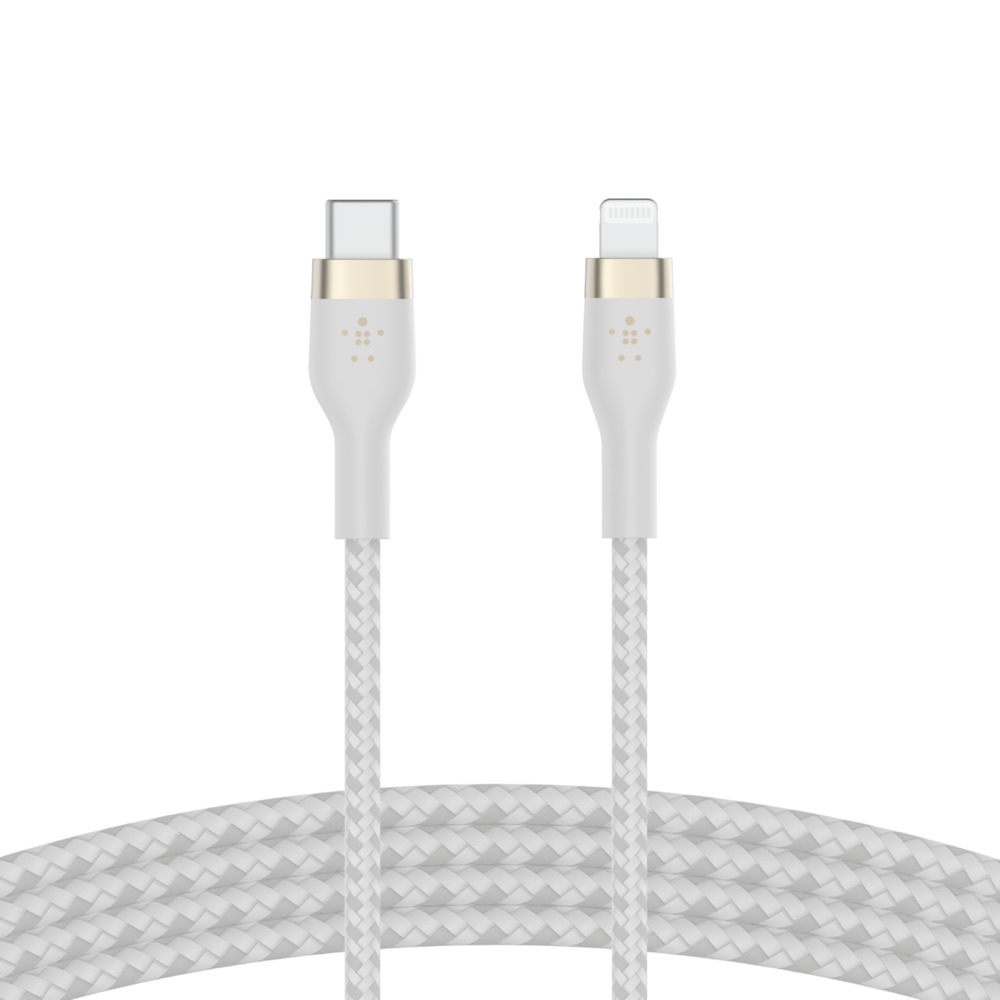  - Cable USB-C a Ligthing 2mt  Pro Flex Belkin Blanco 1