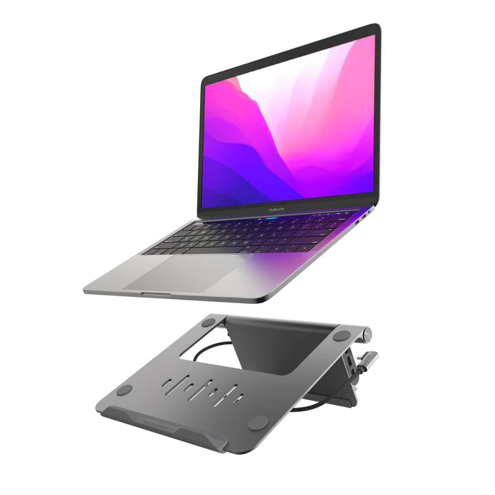  - Soporte para macbook y hub USB-C 5-1 Adam Elements Gris 5