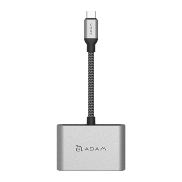 Adaptador USB-C a dual HDMI y VGA VH1 Adam Elements gris