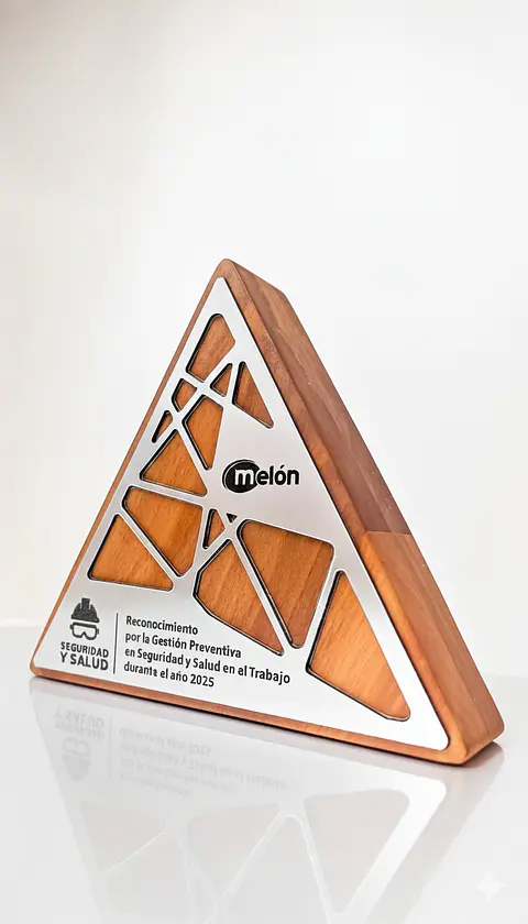 Trofeo Triangular de Madera Nativa