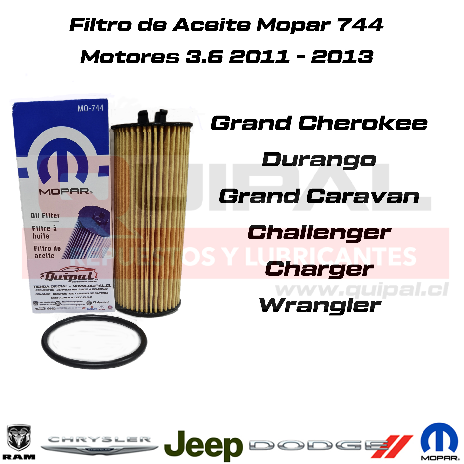Filtro de Aceite Original 744AD 3.6L Jeep/Dodge/Chrysler