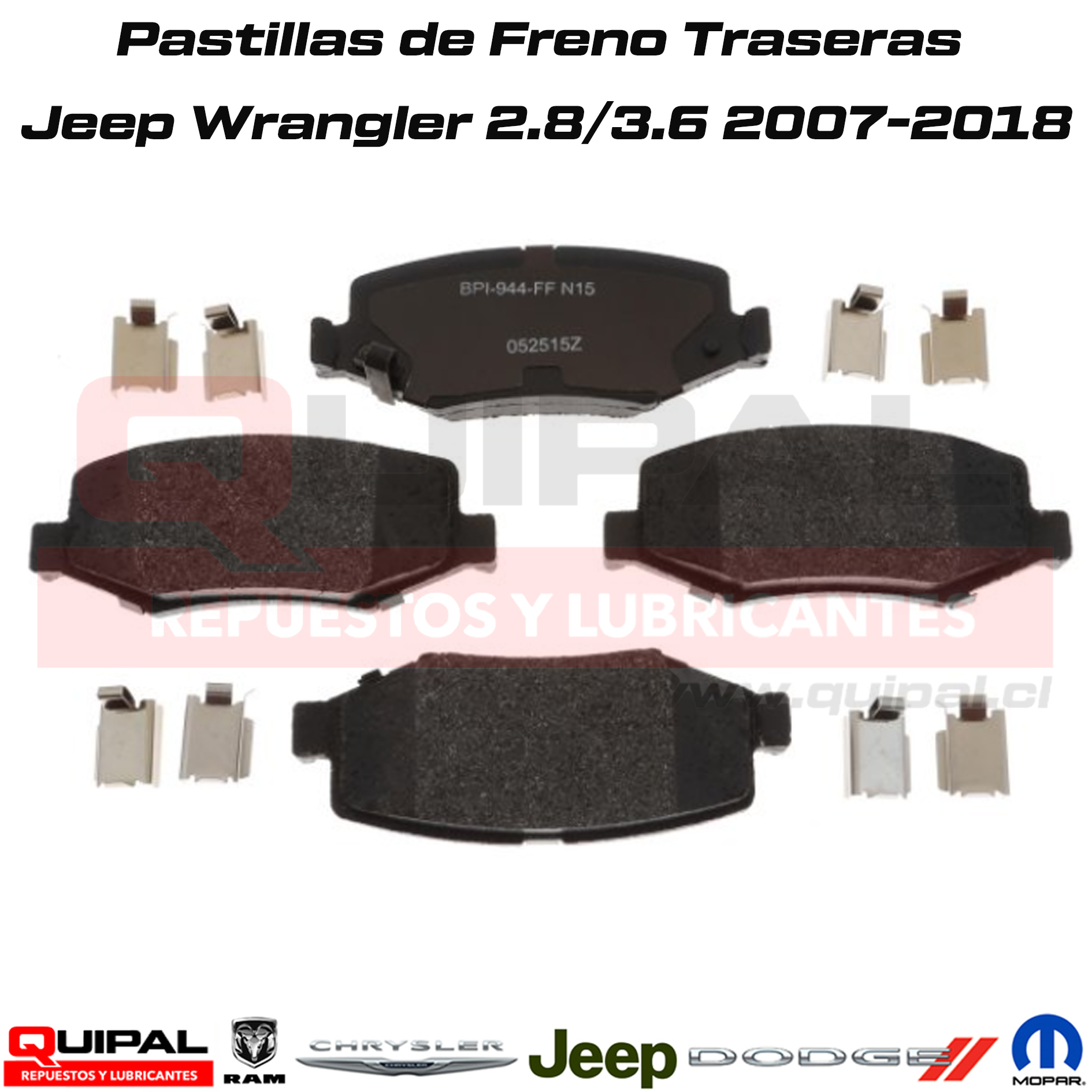 Balata Freno Estacionamiento Jeep Wrangler 2007-2018 Trasero