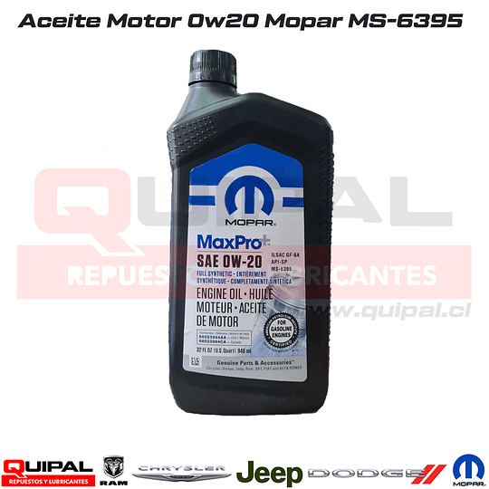 Aceite motor 0w20 Mopar 946ml