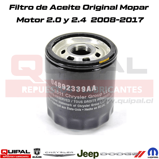 Filtro Aceite Original Mopar 2.0/ 2.4 2008-2017