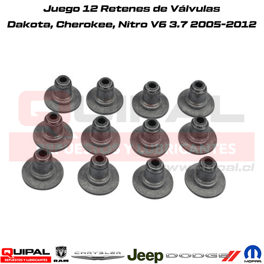 Juego 12 Retenes de Válvulas (Dakota, Cherokee, Nitro) V6 3.7 2005-2012