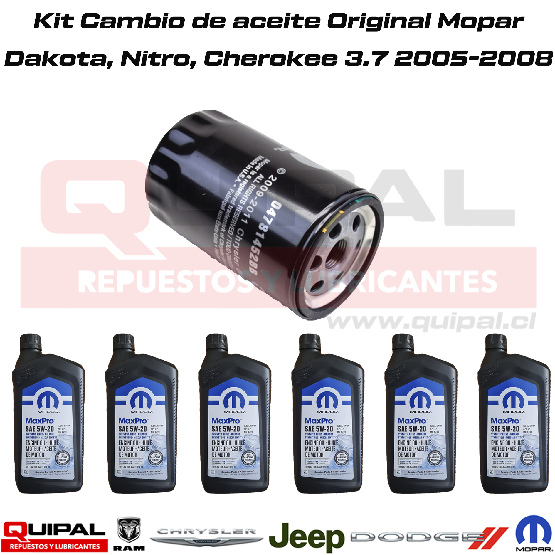 Kit Cambio Aceite Original Mopar Dakota, Nitro, Cherokee 3.7 05-08