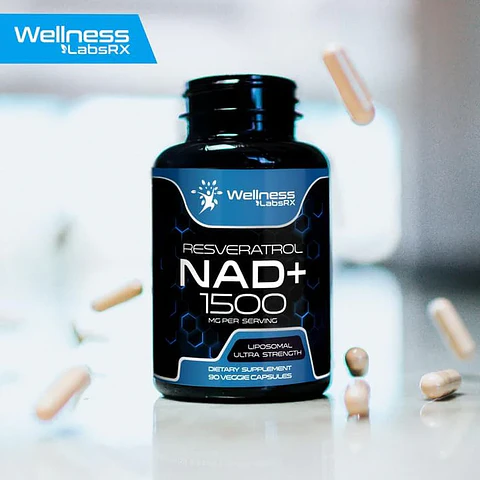 NAD+ CON RESVERATROL 1500 MG 90 CÁPSULAS NO GMO VEGANO WELLNESS 