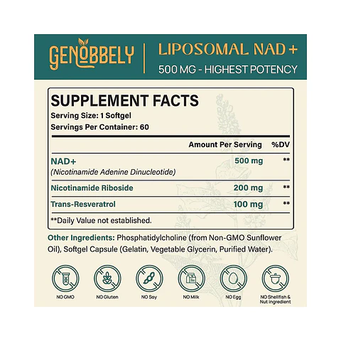 LIPOSOMAL NAD+ 60 SOFTGELS – GENOBBELY