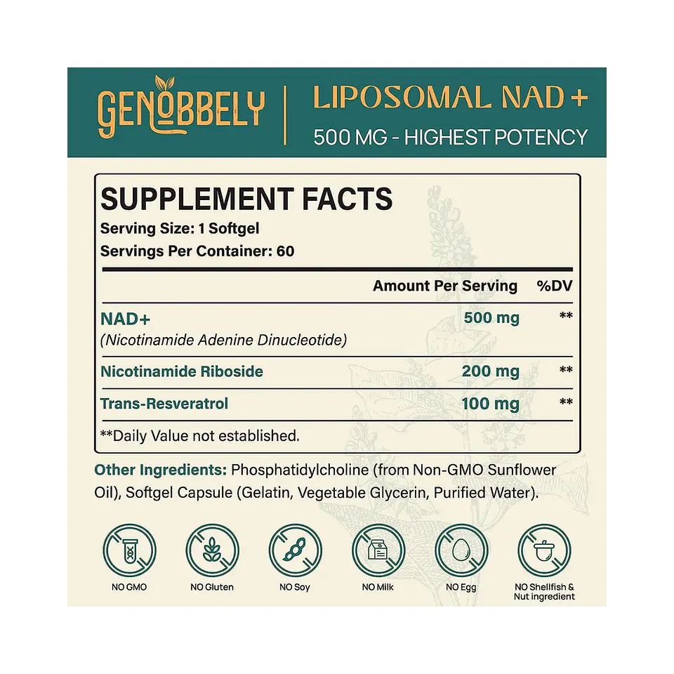 LIPOSOMAL NAD+ 60 SOFTGELS – GENOBBELY 2