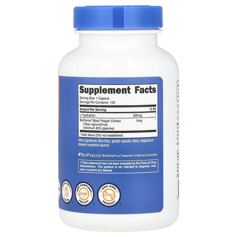 Nutricost, L-triptófano, 500 mg, 120 cápsulas