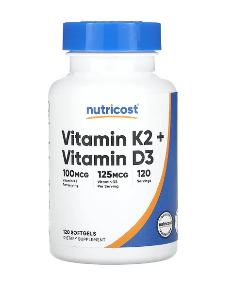 Nutricost, Vitamina K2 y vitamina D3, 120 cápsulas blandas