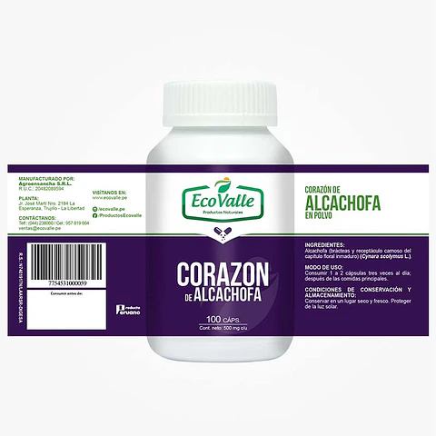 Corazón de Alcachofa Cápsulas x 500mg – 100caps