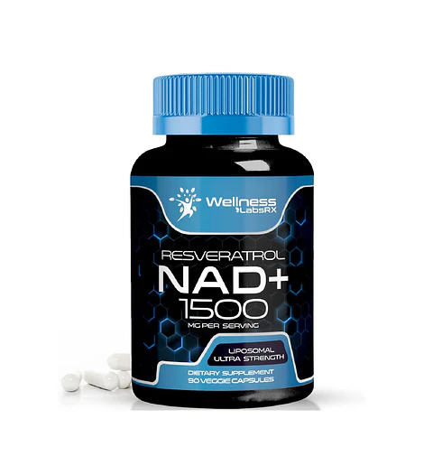 NAD+ CON RESVERATROL 1500 MG 90 CÁPSULAS NO GMO VEGANO WELLNESS 