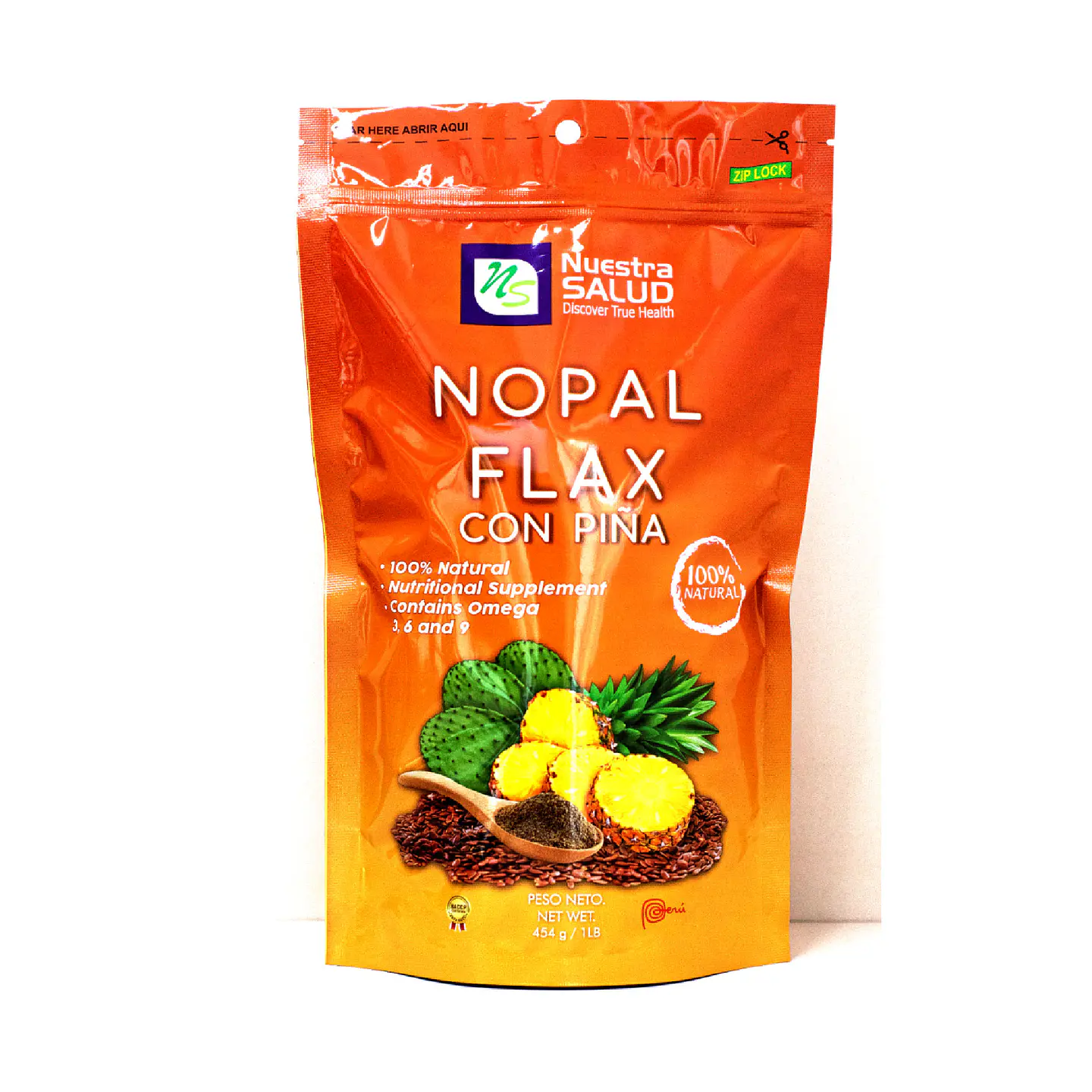 NOPAL FLAX PIÑA 454GR - NUESTRA SALUD 1