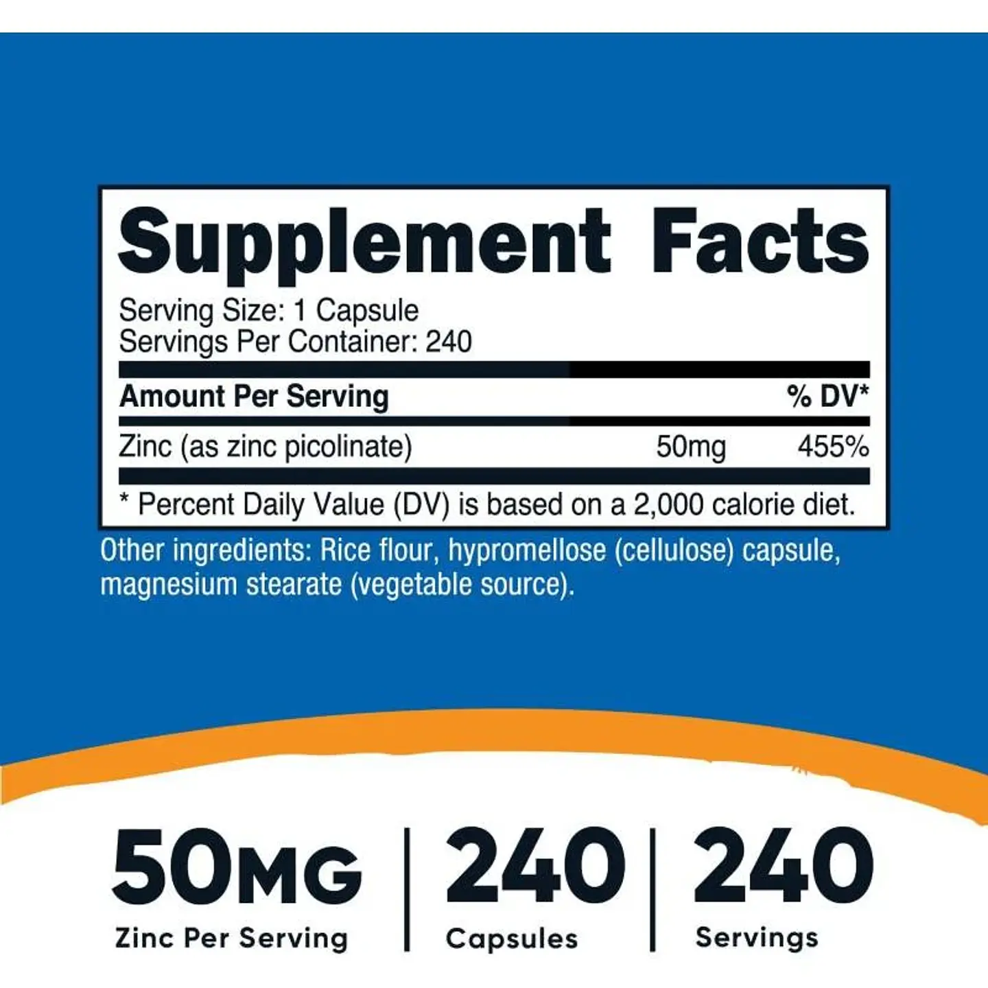 ZINC NUTRICOST PICOLINATE 50 MG PICOLINATO SISTEMA INMUNE 240 CAPSULAS 2