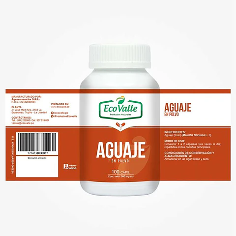 Aguaje de 500mg c/u x 100 cáps.