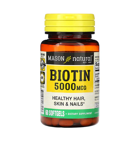Biotina, 5000 mcg, 60 cápsulas blandas