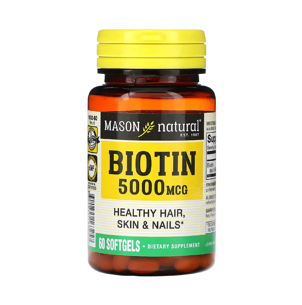 Biotina, 5000 mcg, 60 cápsulas blandas 1