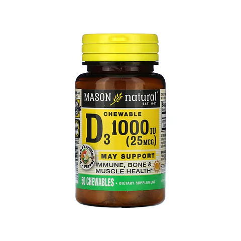 Vitamina D3 1000 UI Mason Natural 60 Cápsulas Blandas