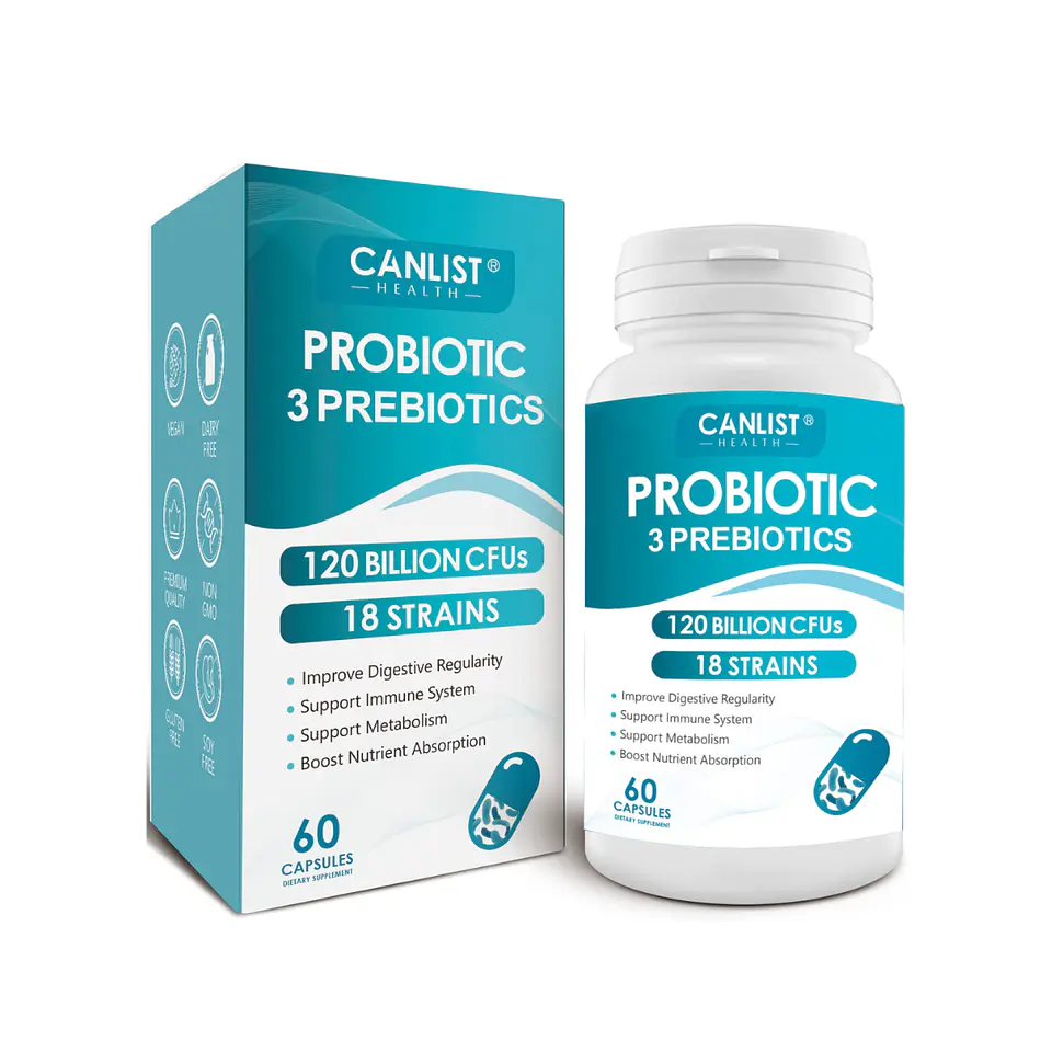 PROBIOTIC 3 PREBIOTICS 120 BILLION CFUS 18 TRAINS X 60 CAPS – CANLIST 1