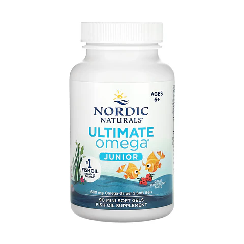 Ultimate Omega JUNIOR - Fresa, 90 minicápsulas blandas (340 mg por cápsula blanda)