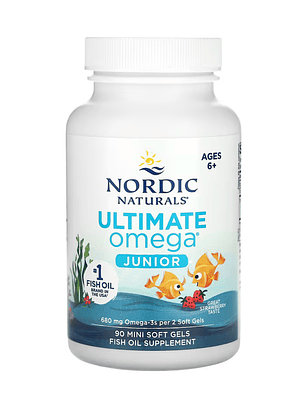 Ultimate Omega JUNIOR - Fresa, 90 minicápsulas blandas (340 mg por cápsula blanda)