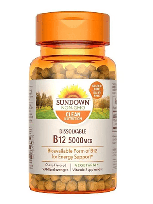 Vitamina B12 90 tabletas disolubles x 5000 mcg (Sublingual) - Sundown