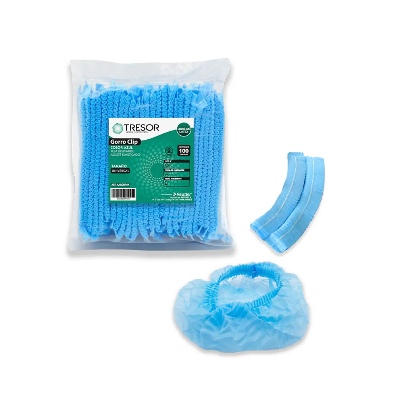 Gorro clip azul desechable 1