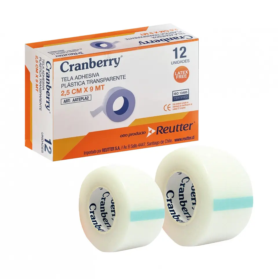 Caja 12 Tela adhesiva plástica transparente macroporosa 2,5cmx9mt 1