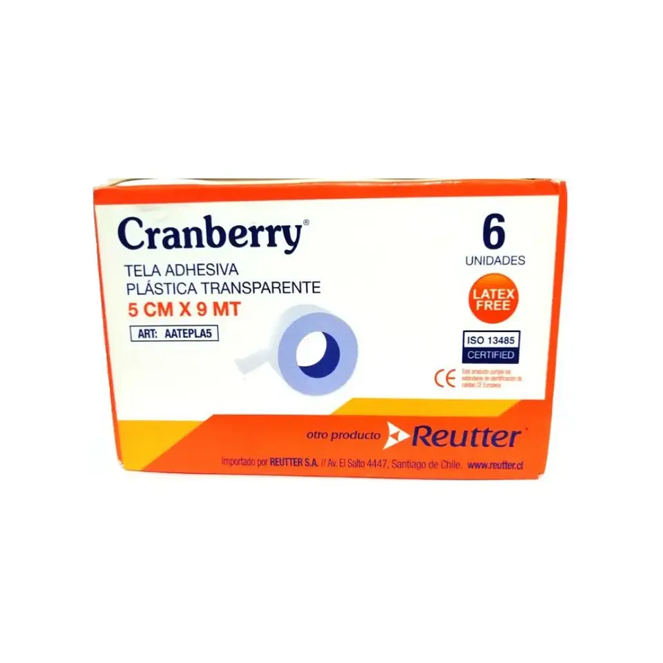 Caja 6 rollos Tela adhesiva plástica transparente macroporosa 5cmx9mt 1