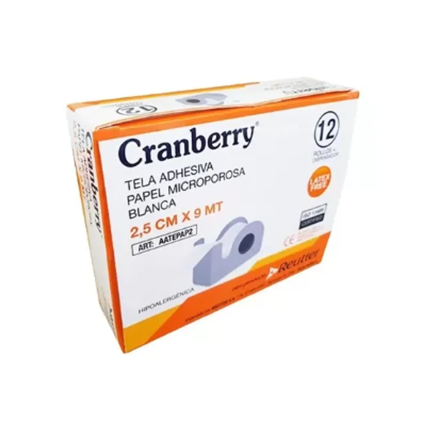 Caja 12 rollos de Tela Adhesiva Papel Microporosa de 2,5cmx9m. 1