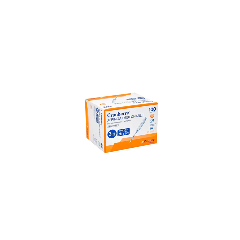 Caja Jeringa de 3ml con aguja 21G x 1  1/2 1