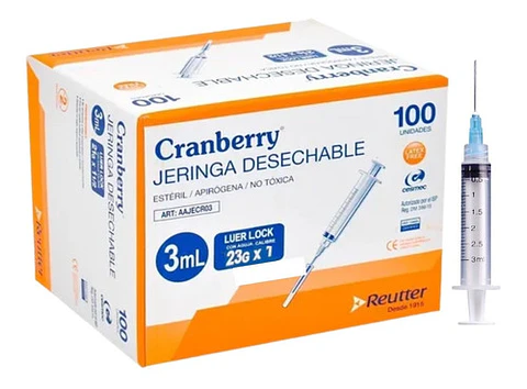 Caja de Jeringa de 3ml aguja de 23G x 1
