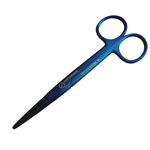 Tijera mayo curva color azul 14,5cm