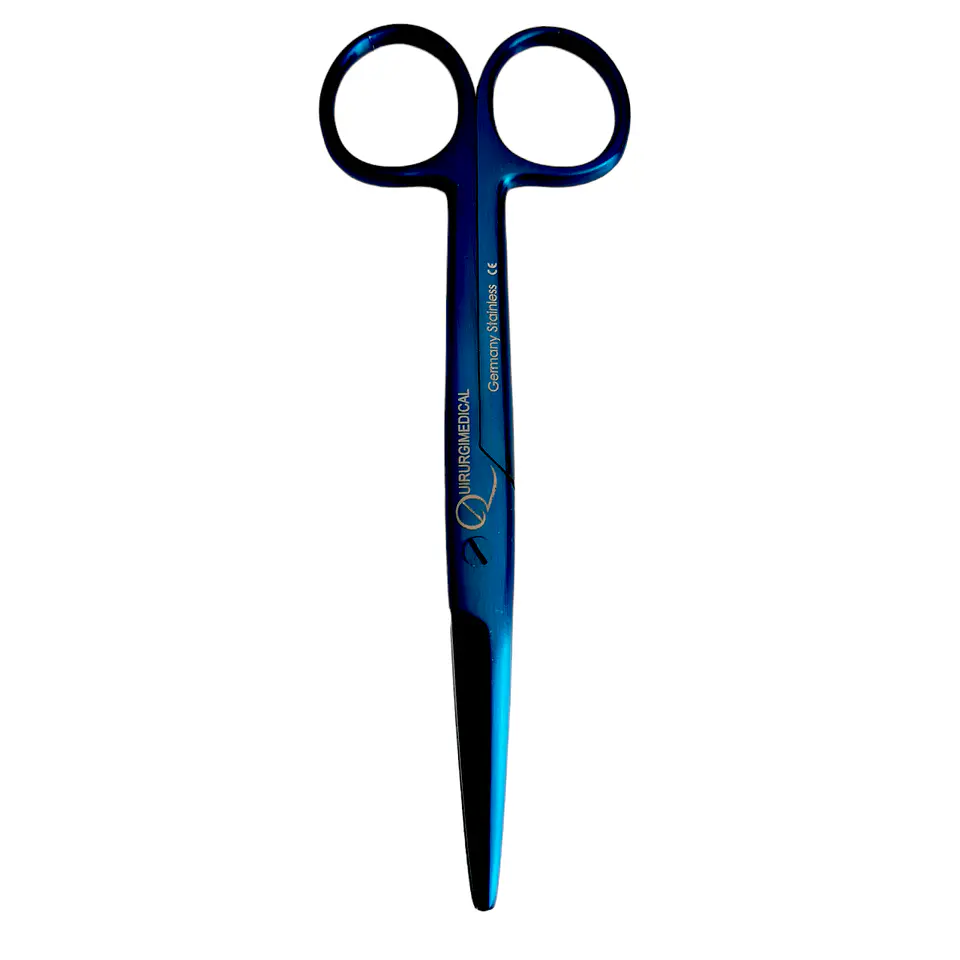 Tijera mayo curva color azul 14,5cm 2