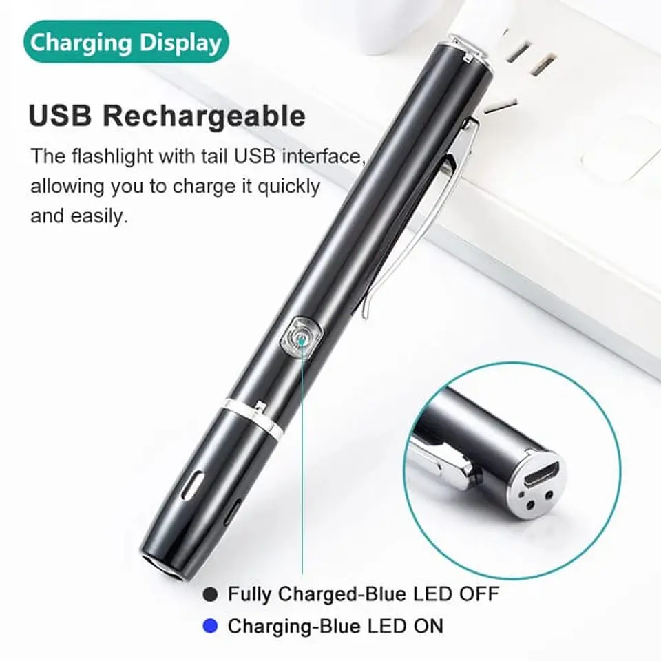 Linterna tipo boligrafo médico Recargable Usb 5