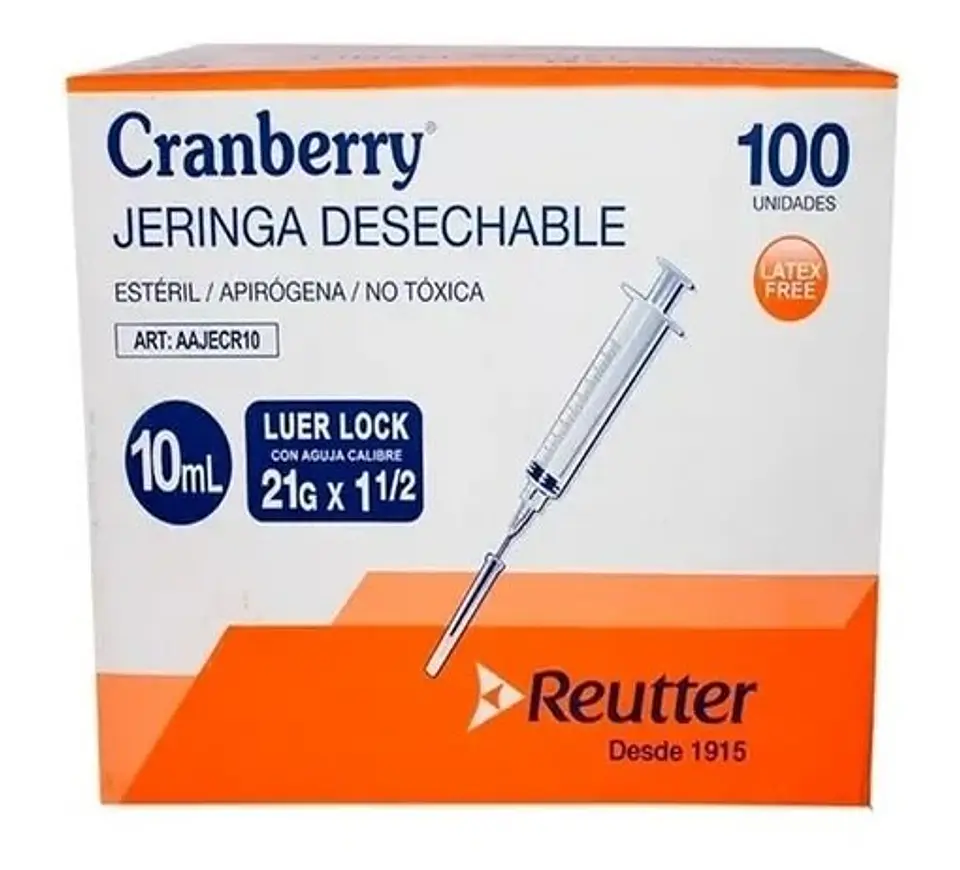 JERINGA 10ML C/A 21x1 1/2 CAJA DE 100 UNIDADES 1