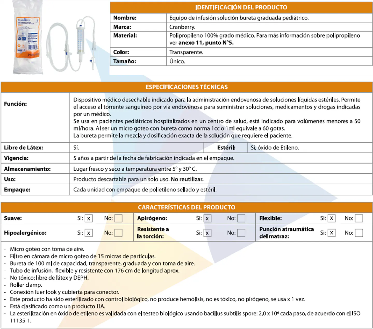 EQUIPO DE INFUSIÓN SOLUCIÓN BURETA GRADUADA PEDIÁTRICO 4