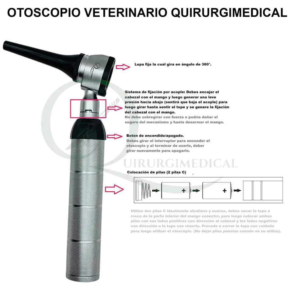 Otoscopio-Oftalmoscopio-set naso-laríngeo full veterinario-humano 3