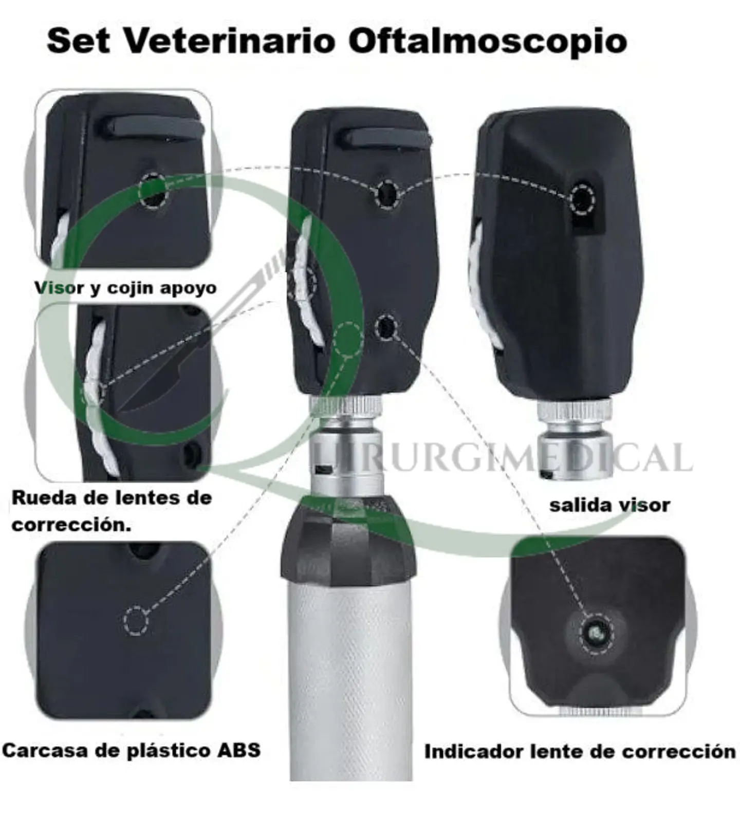Otoscopio-Oftalmoscopio-set naso-laríngeo full veterinario-humano 4