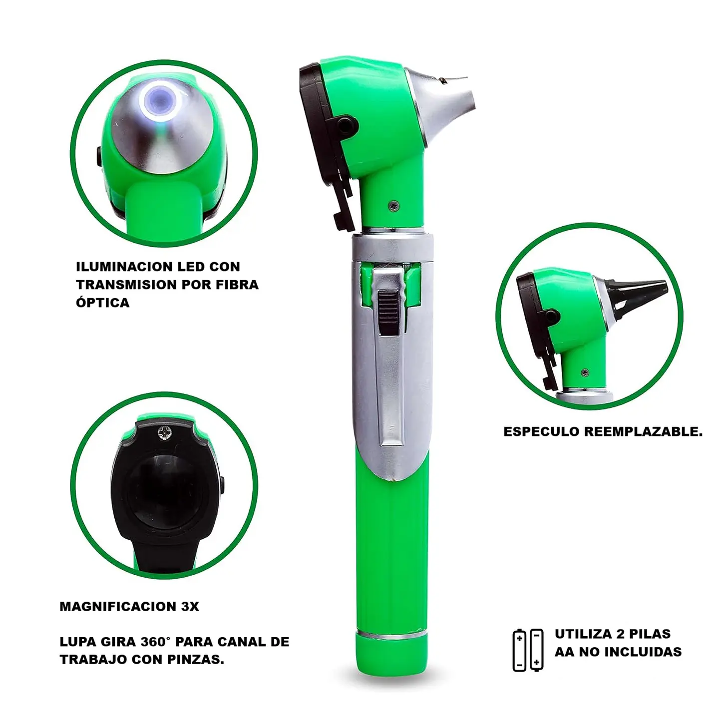 OTOSCOPIO LED DE F.O COLOR VERDE 2