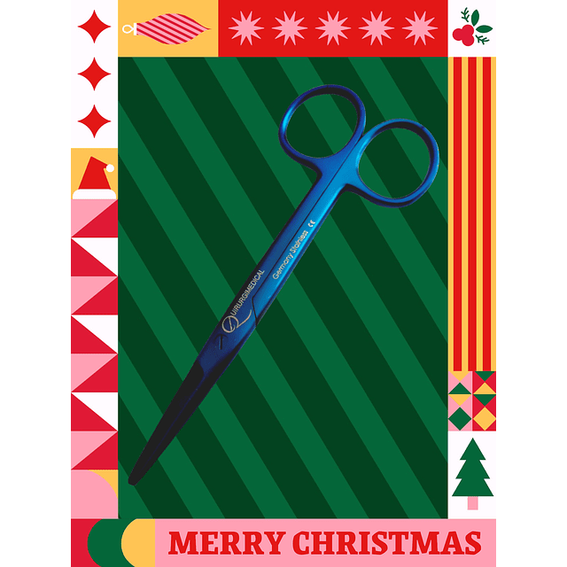 Tijera mayo recta o curva color azul 14,5cm