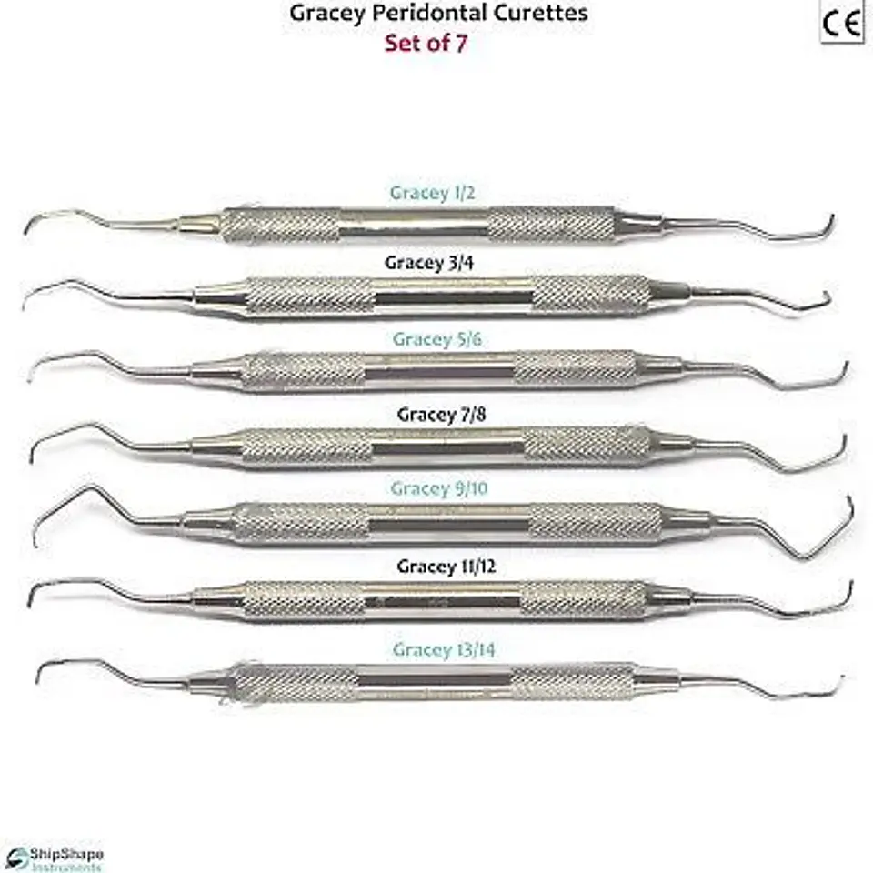 Set de 7 curetas dental Gracey. 2