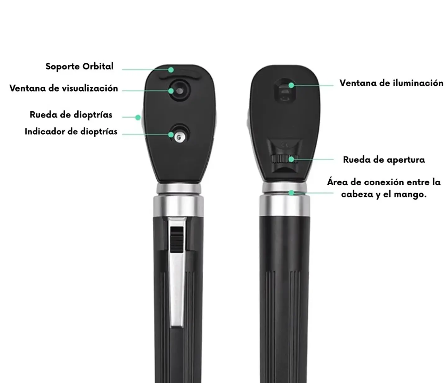 OFTALMOSCOPIO PROFESIONAL BLACK DE FIBRA ÓPTICA Y LUZ LED 3