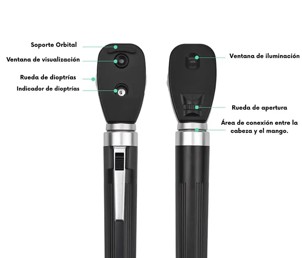 OFTALMOSCOPIO PROFESIONAL BLACK DE FIBRA ÓPTICA Y LUZ LED 3