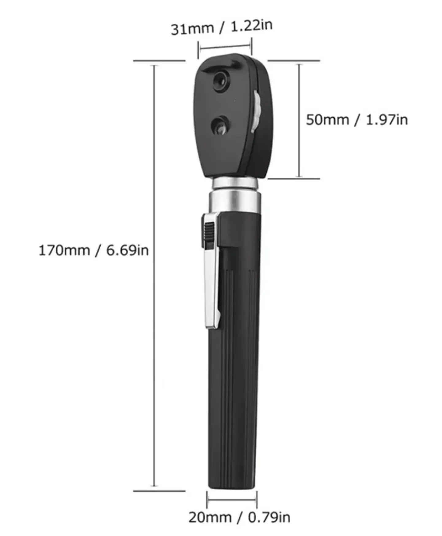 OFTALMOSCOPIO PROFESIONAL BLACK DE FIBRA ÓPTICA Y LUZ LED 4