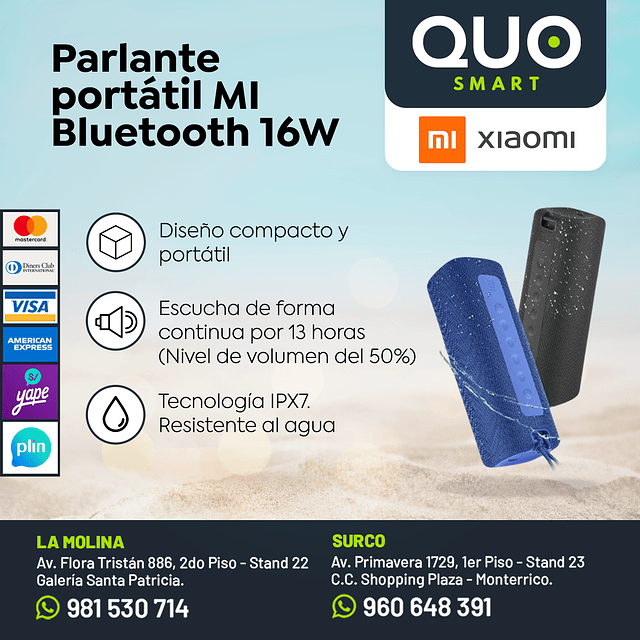 PARLANTE PORTABLE MI BLUETOOTH (16W) COLOR NEGRO