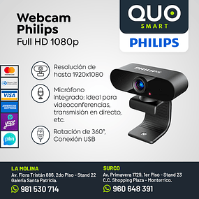 CAMARA WEB PHILIPS SPL6506BM, 1080P FULL HD