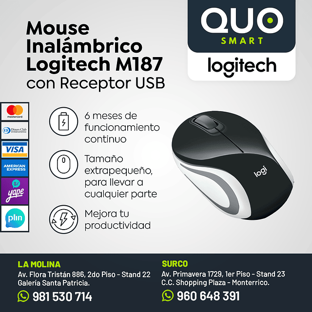 MOUSE INALAMBRICO MINI LOGITECH M187