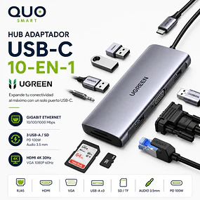 ADAPTADOR MULTIFUNCIONAL 10 EN 1 USB-C MARCA UGREEN